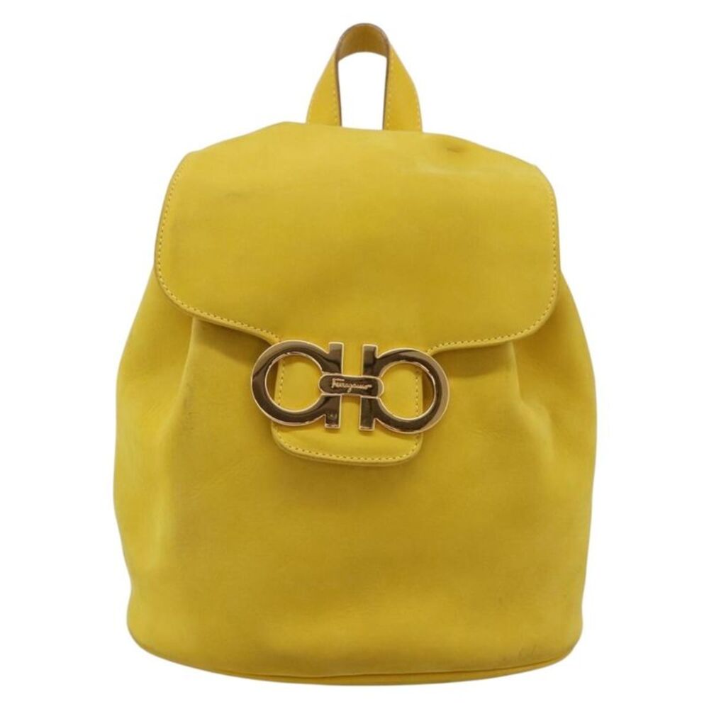 Salvatore Ferragamo Gancini Suede Yellow Suede Backpack Bag